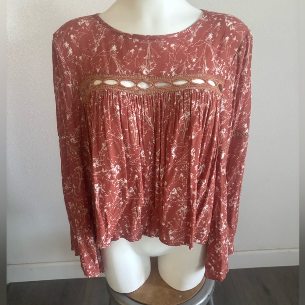 Lira Coral Floral Boho Top